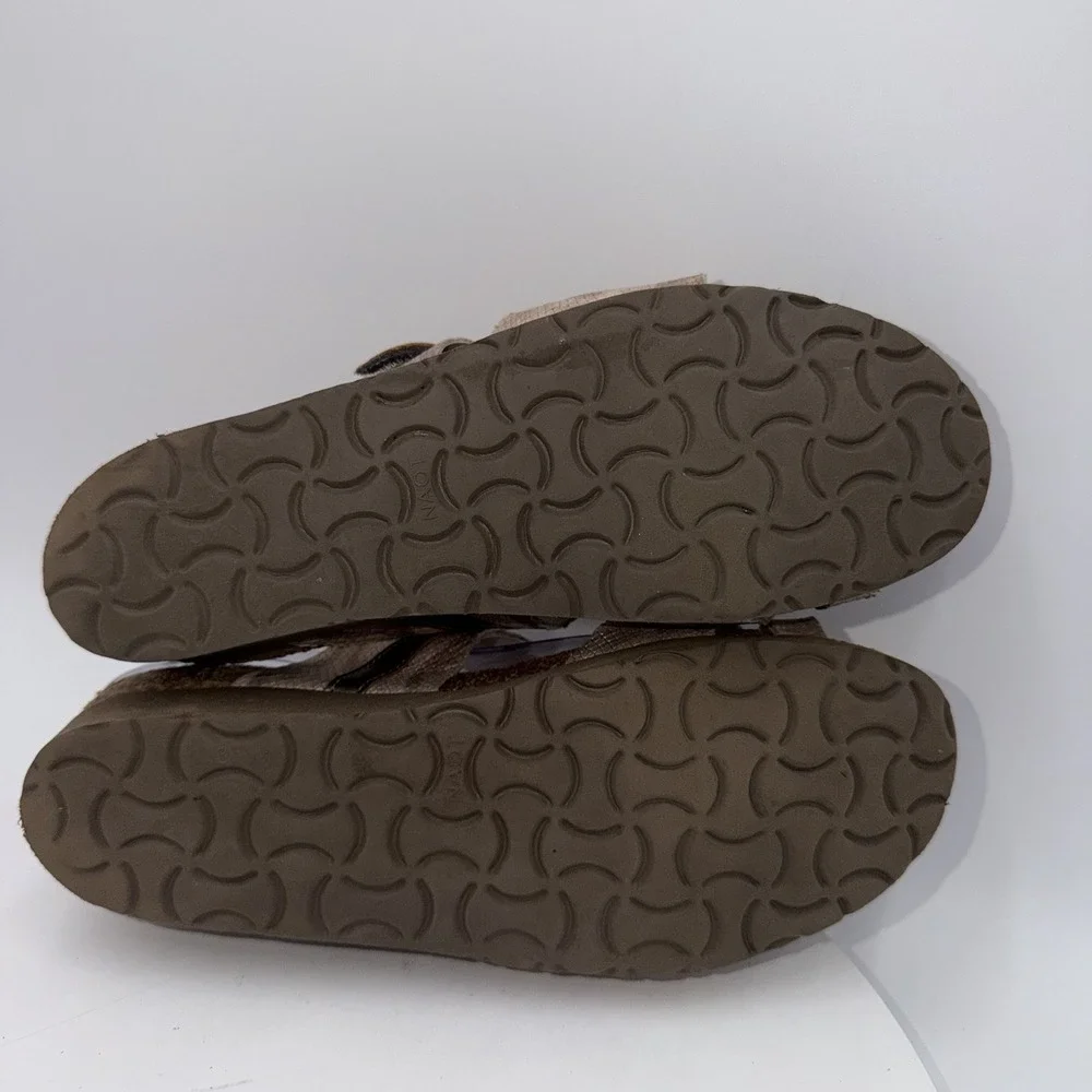 NAOT Women Jessica Wedge Toe Loop Sandals Size 39 EU /‎ 8 US Brown Leather